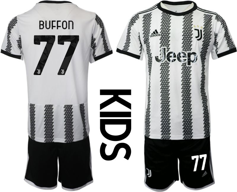 Youth 2022-2023 Club Juventus FC home white #77 Soccer Jersey